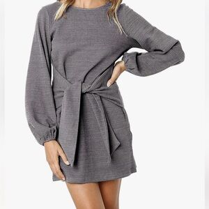 R.Vivimos Women's Cotton Long Sleeves Knitted Tie Waist Sweater Pencil Dress 4-6